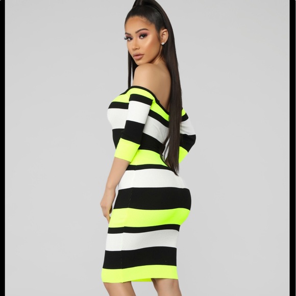 white and neon dress